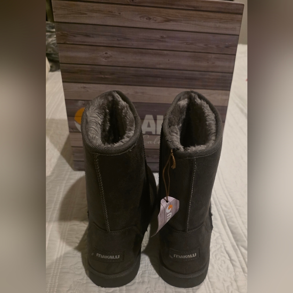 Women's Makalu Kinsley Suede Mid-Calf Boots Grey Size 10 New - Picture 3 of 9